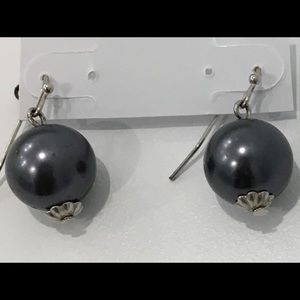 Gray Faux Pearl Drop Earrings